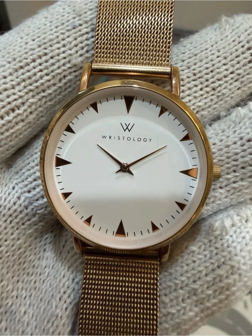 Wristology Stella Unisex Rose Gold Mesh Watch 38mm White Dial Boyfriend Style QC
